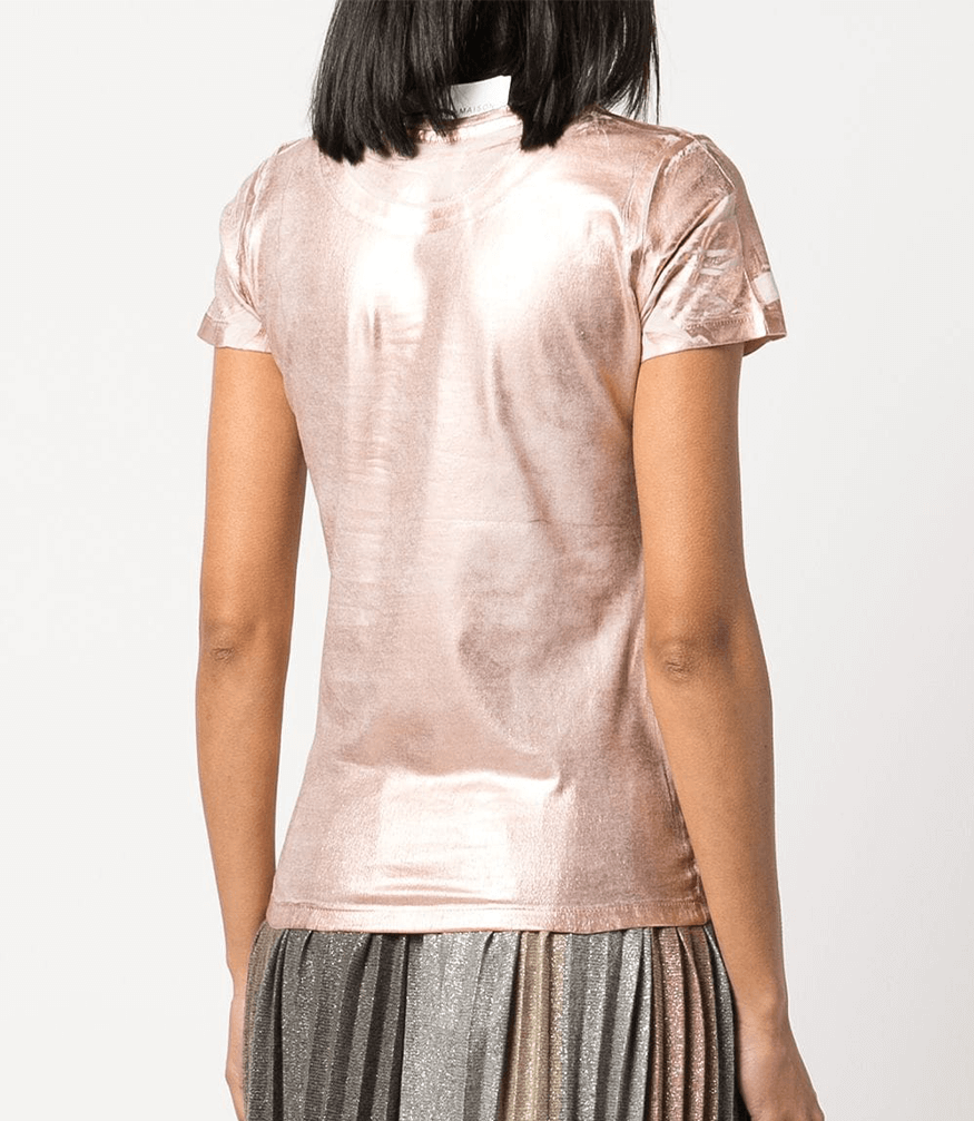 Metallic Coated Cotton T-Shirt Madison Maison tee Italy