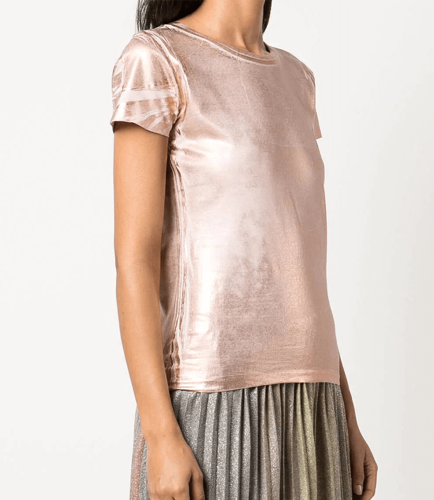 Metallic Coated Cotton T-Shirt Madison Maison tee Italy
