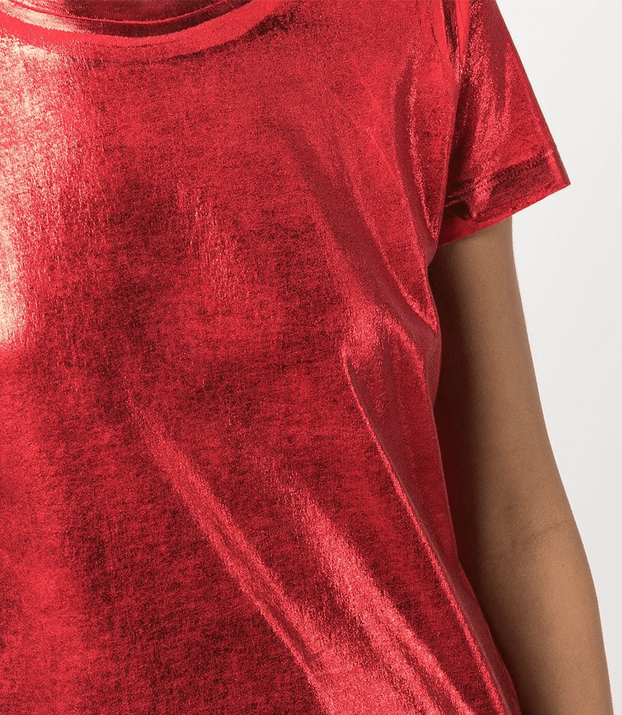 Metallic Coated Cotton T-Shirt Madison Maison Red Foil