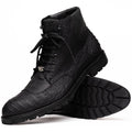 Leoni Oil Black lace-up boots Genuine Caiman crocodile men's black