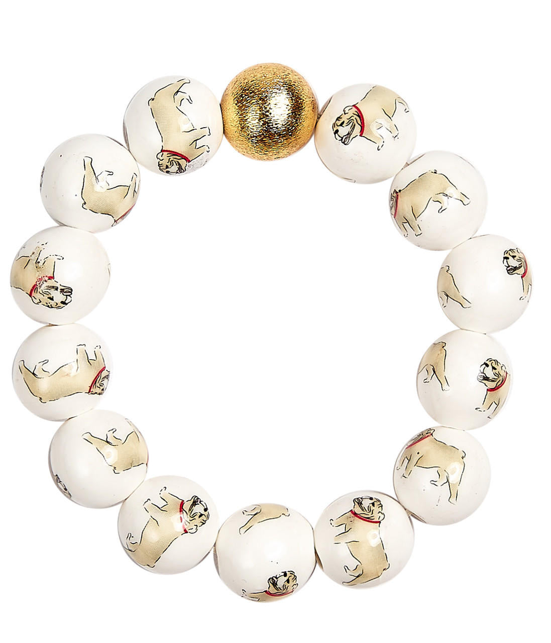 Georgia Beaded Bracelet - Bulldog - Gameday Collection UGA brass ceramic