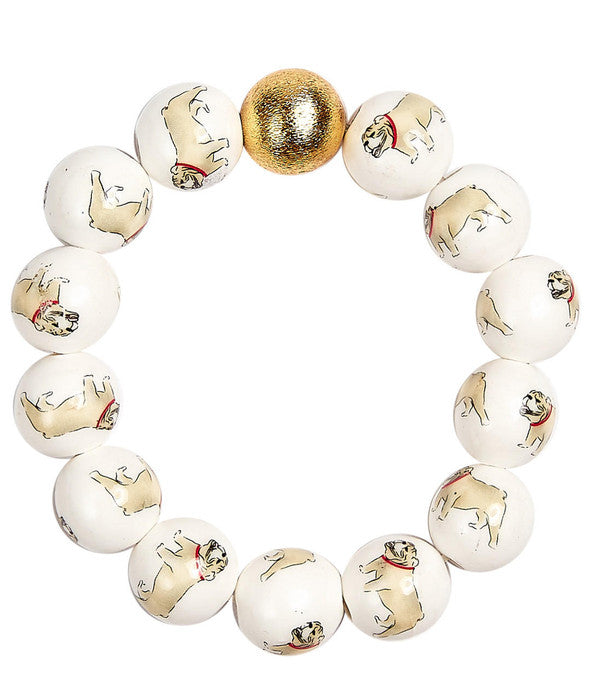 Georgia Beaded Bracelet - Bulldog - Gameday Collection UGA brass ceramic