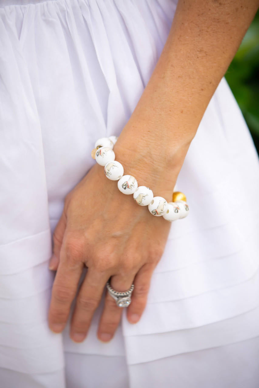 Georgia Beaded Bracelet - Bulldog - Gameday Collection UGA brass ceramic