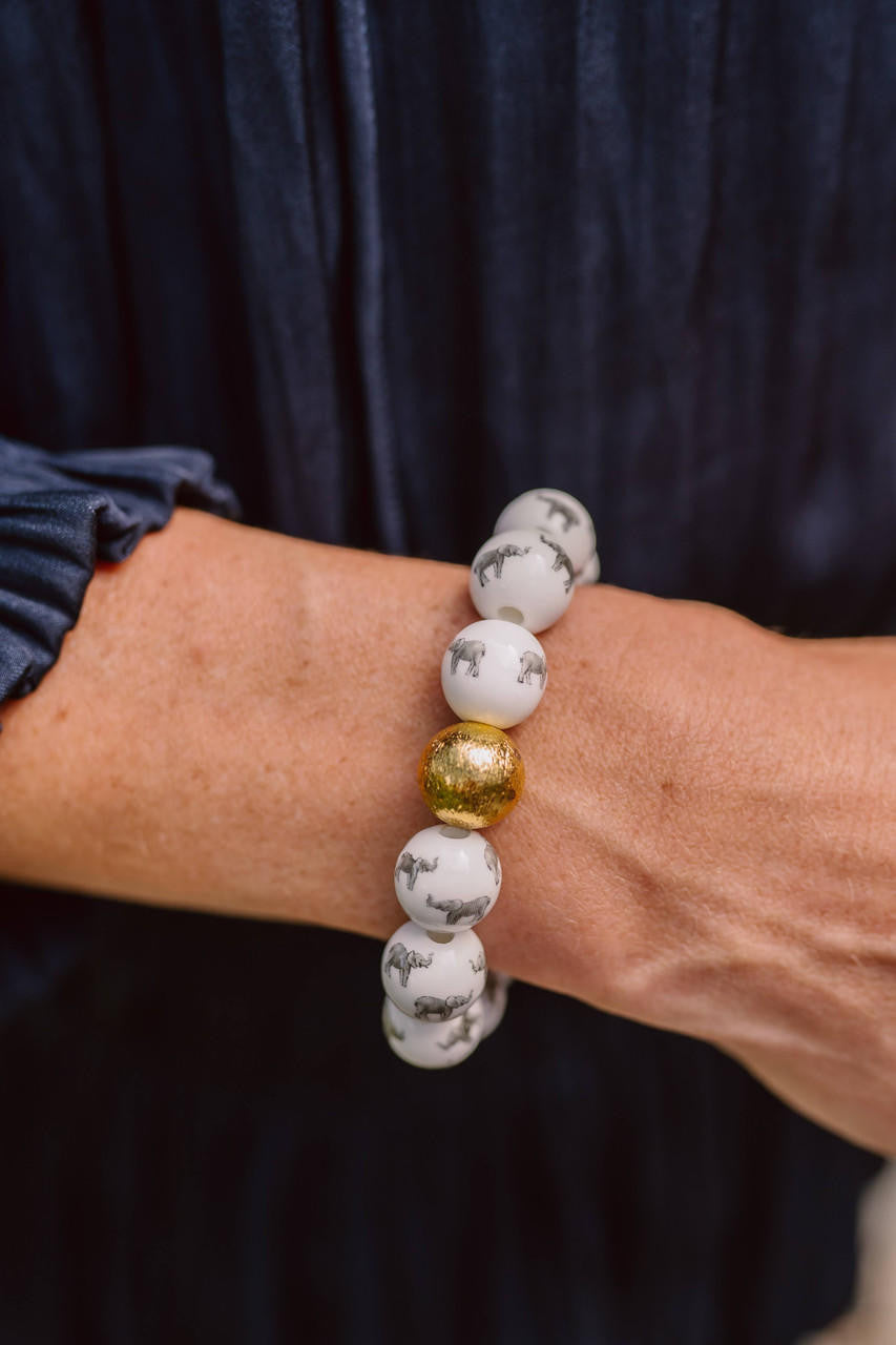 Beaded Bracelet - Elephant - Gameday Collection Alabama Roll Tide ceramic