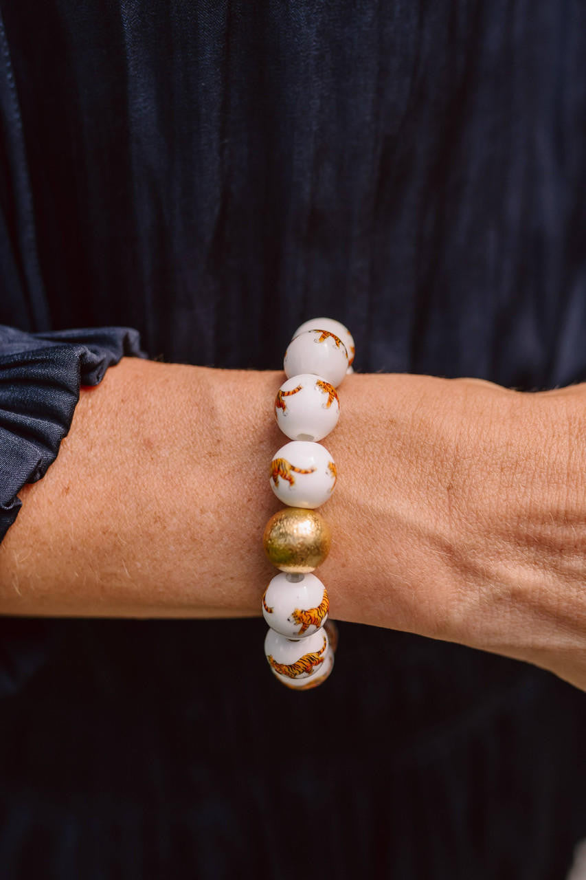 Beaded Bracelet - Tigers - Gameday Collection Auburn Clemson LSU Ceramic