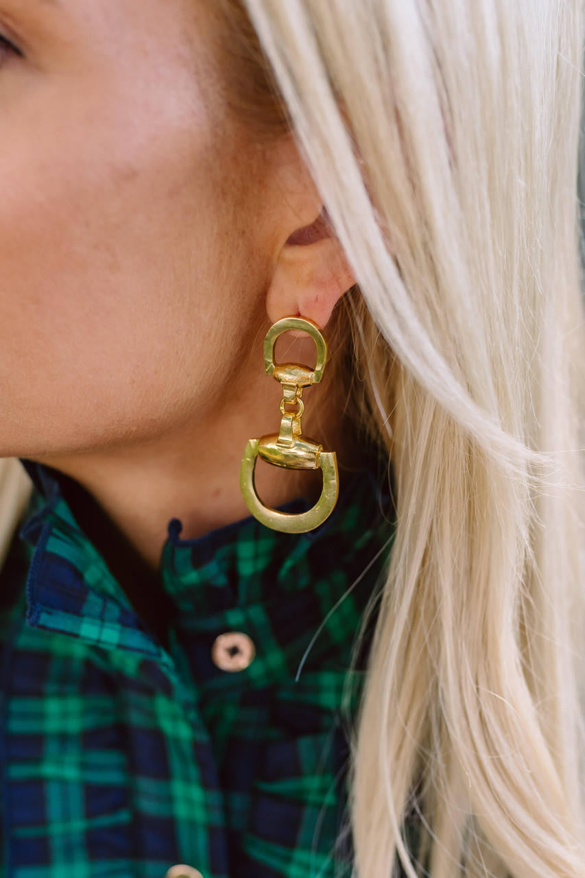 Horsebit - Gold Earrings equestrian snaffle