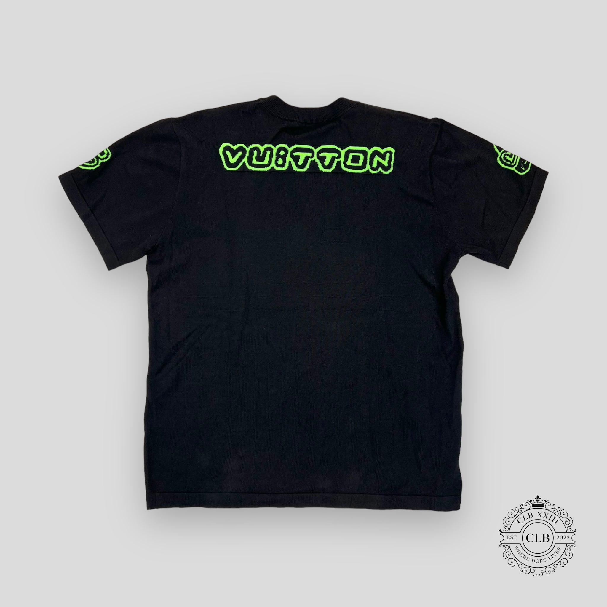 LOUIS VUITTON 1854 GRAPHIC KNIT T-SHIRT tee XL black neon green men's unisex