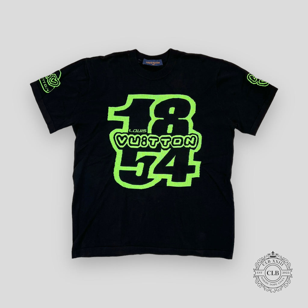 LOUIS VUITTON 1854 GRAPHIC KNIT T-SHIRT tee XL black neon green men's unisex