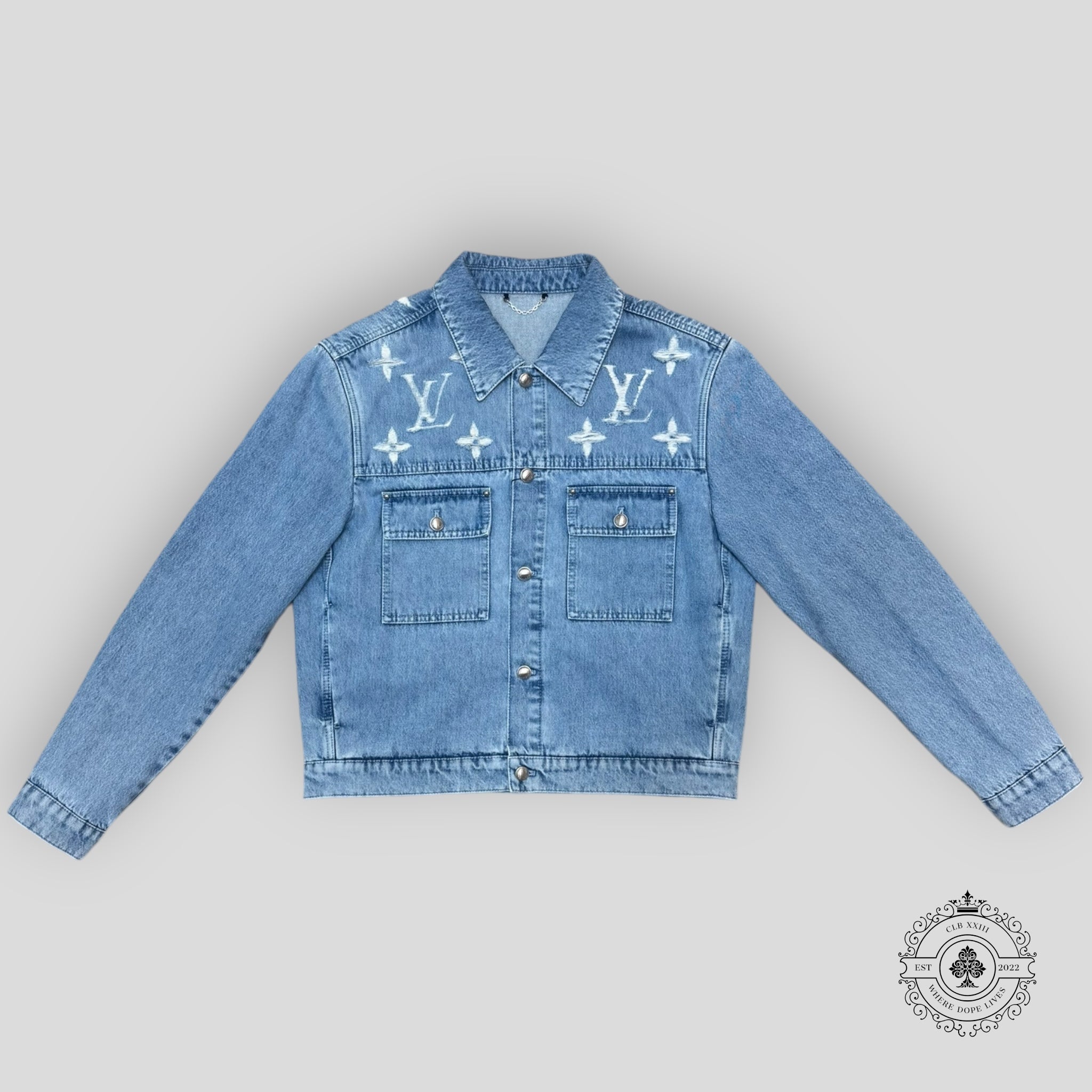 Louis Vuitton Denim Trucker Jacket denim blue jean men's unisex 52