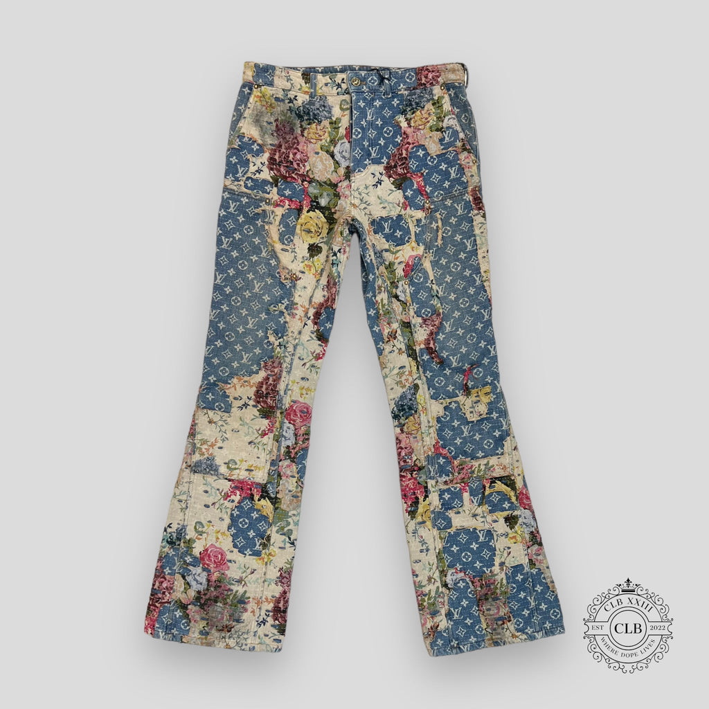 Louis Vuitton Destroyed Carpenter Bell Bottom Denim Blue jeans 34 unisex men's