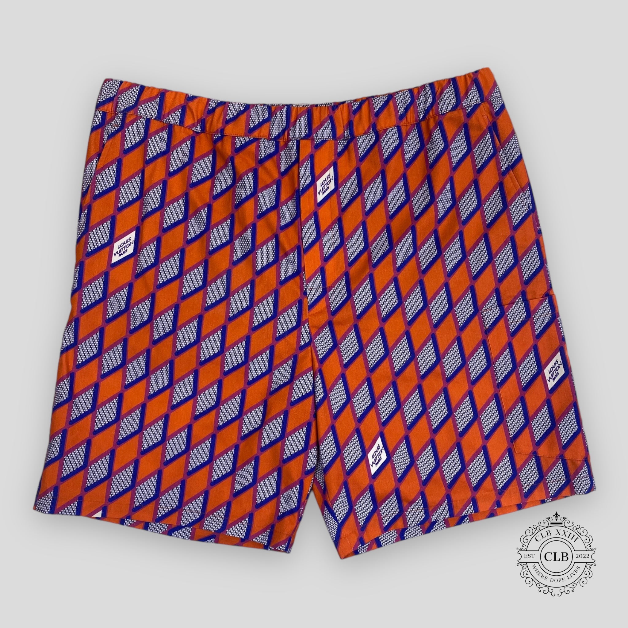 Louis Vuitton Diamond Damier Cricket Drawstring Shorts men's 46