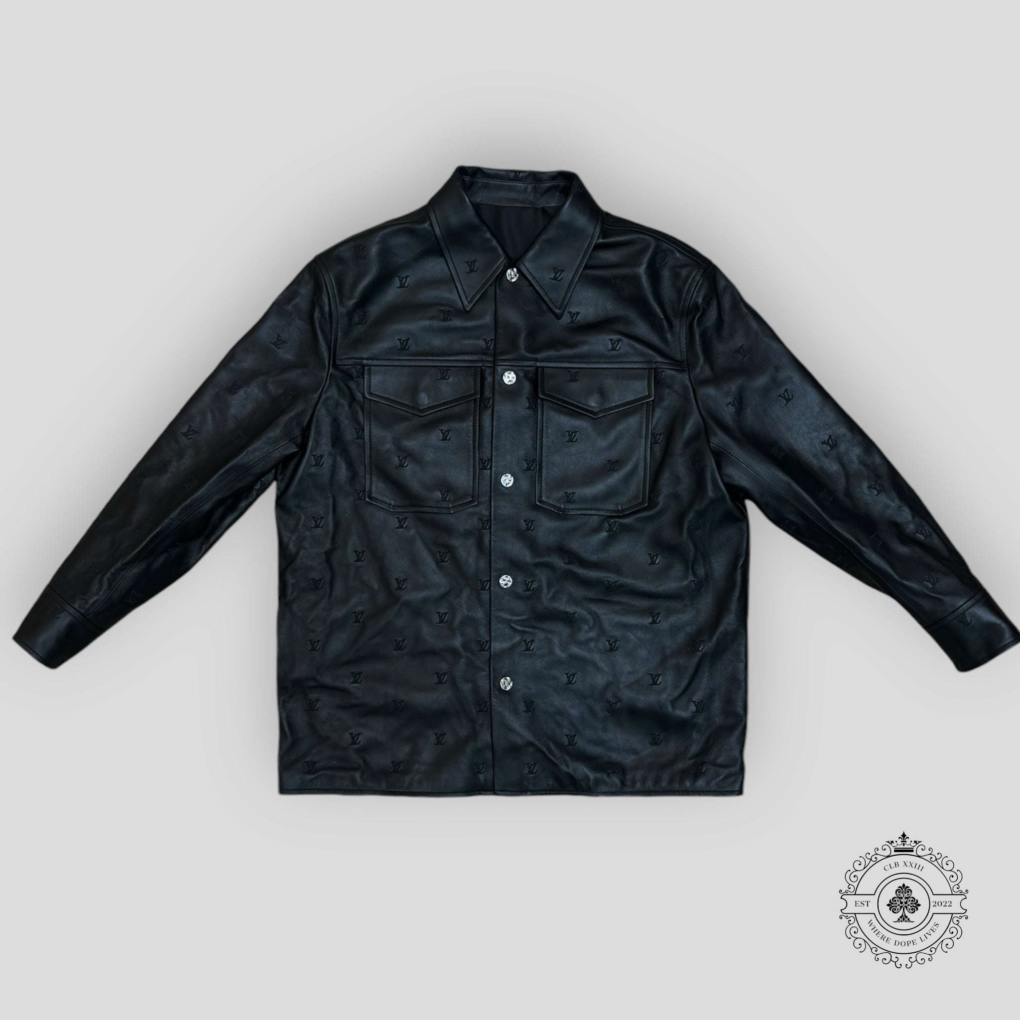 Louis Vuitton Embroidered Leather Signature Overshirt lambskin jacket shacket  50 men's