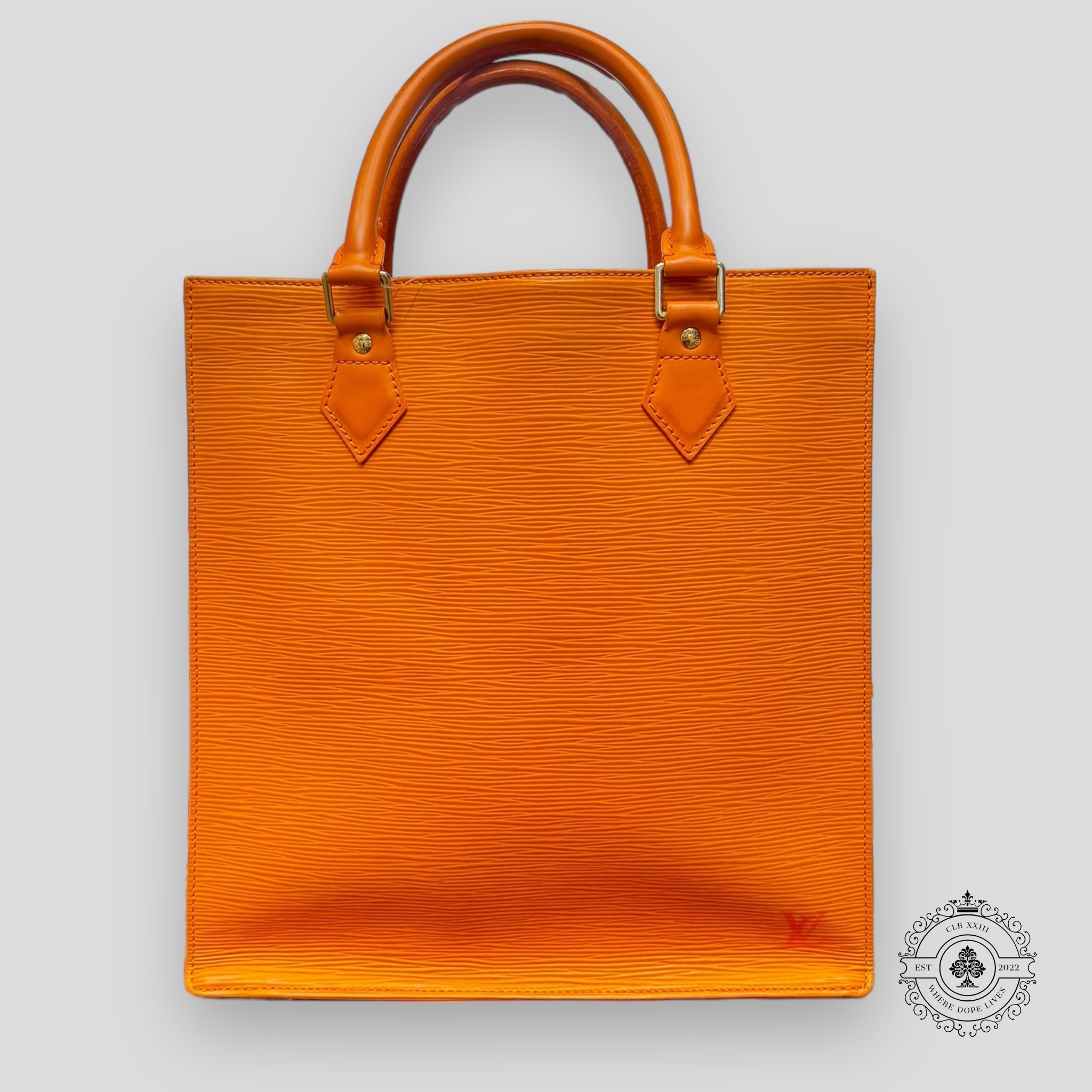 Louis Vuitton EPI Sac Plat PM Orange purse tote handbag satchel
