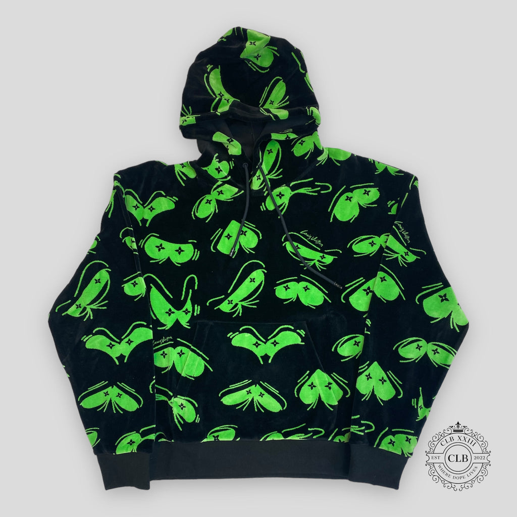 LOUIS VUITTON EYES GRAPHIC JACQUARD HOODIE - BLACK/GREEN unisex men's XL