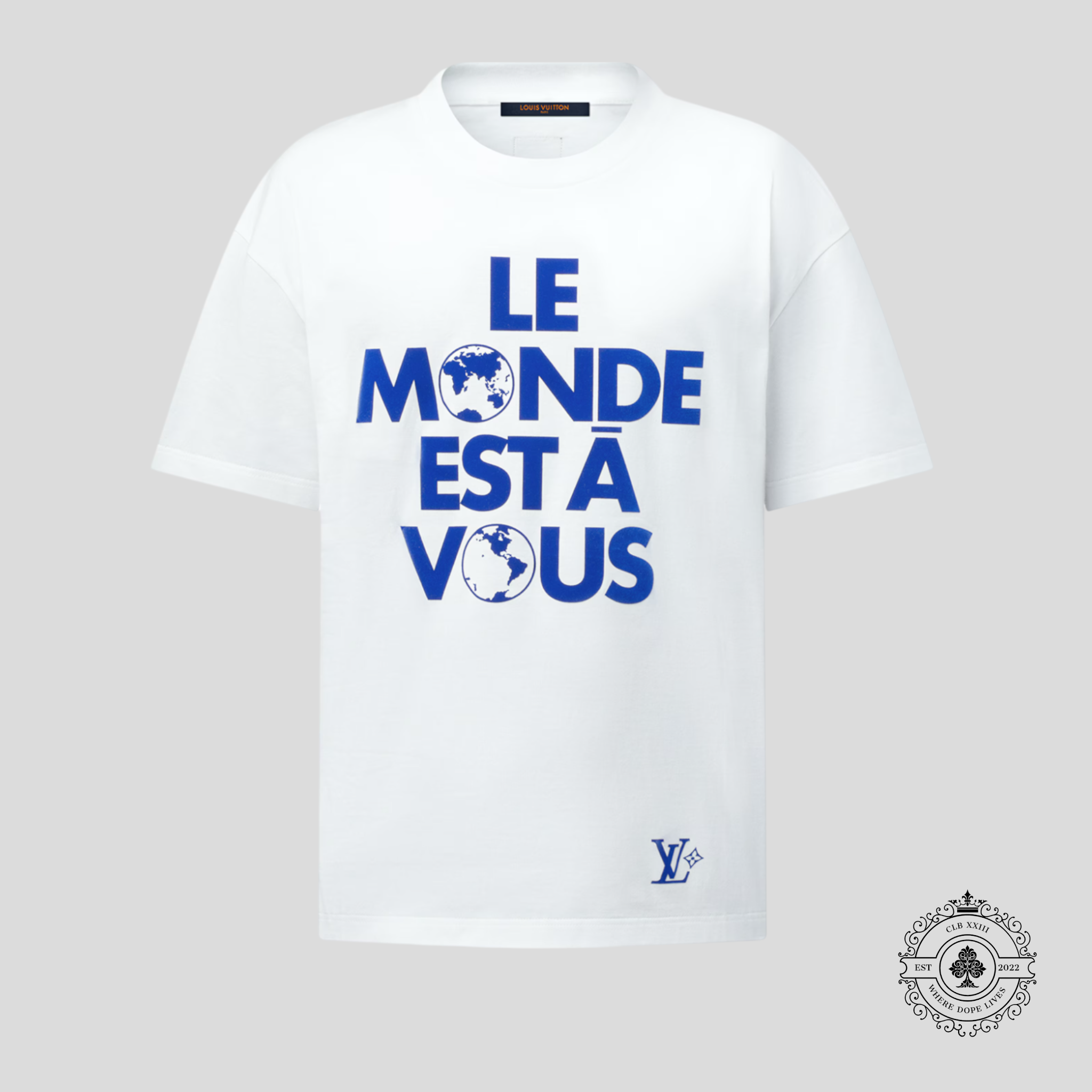Louis Vuitton 'Le Monde Est A Vous" T-Shirt in White men's unisex XL tee