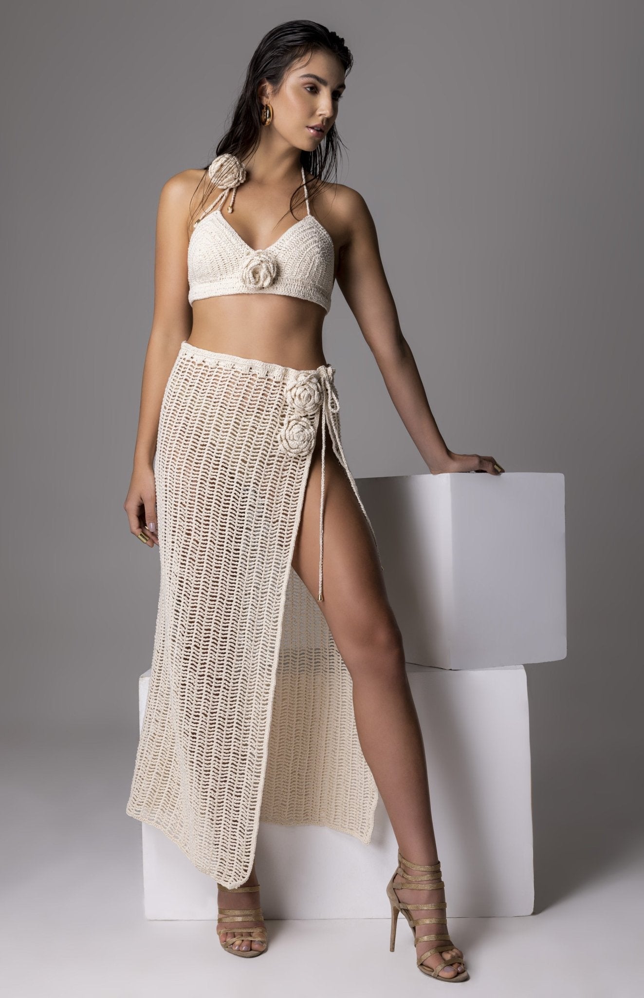 LOVE & ROSES SKIRT long hand-crochet swimsuit coverup skirt