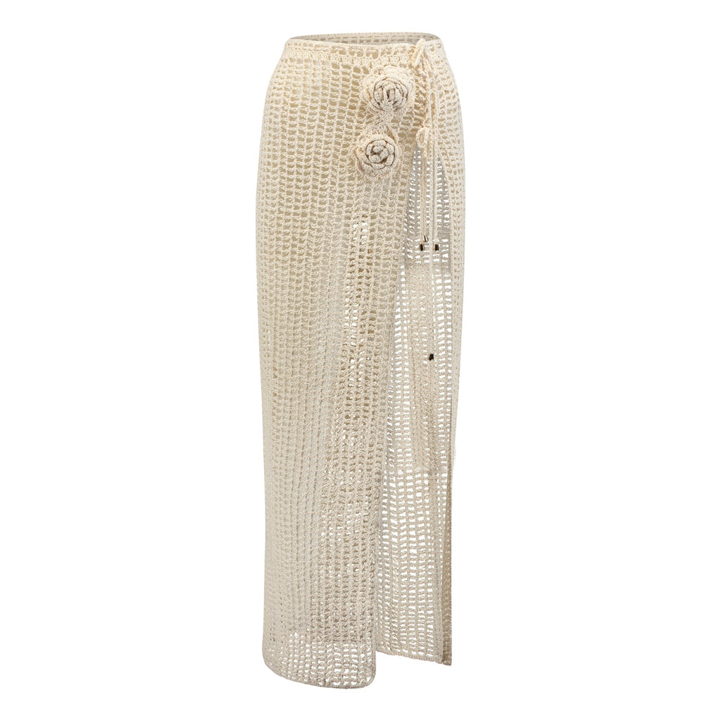 LOVE & ROSES SKIRT long hand-crochet swimsuit coverup skirt