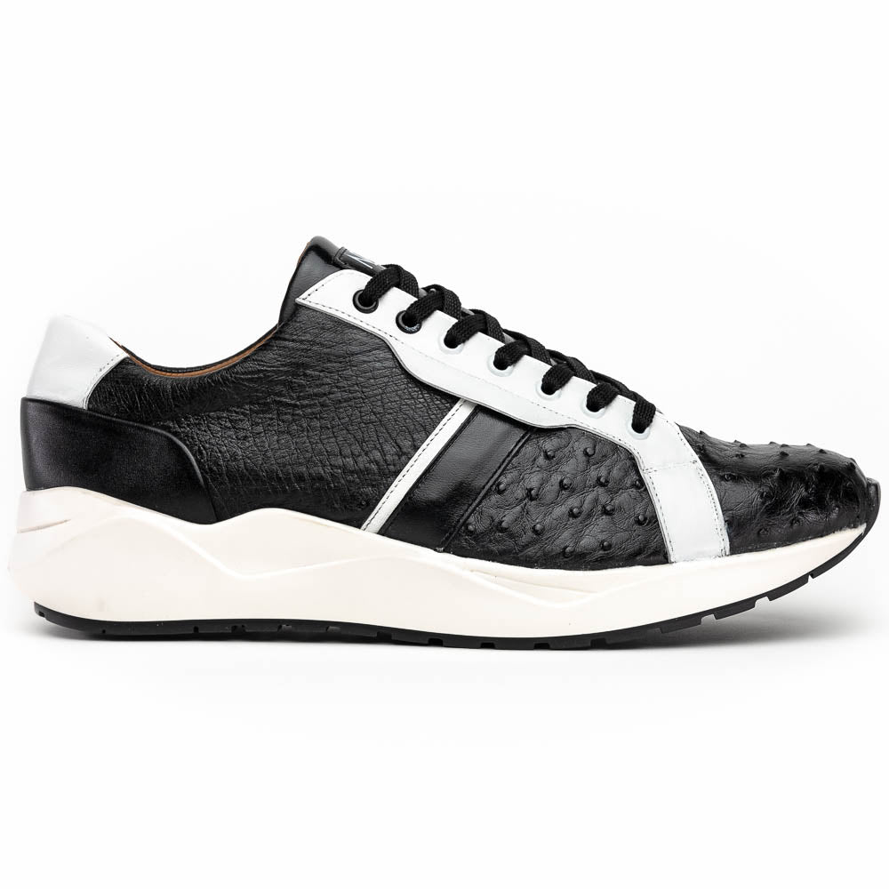 Lyon II men's genuine Ostrich and calfskin sneakers shoes Milano Italy