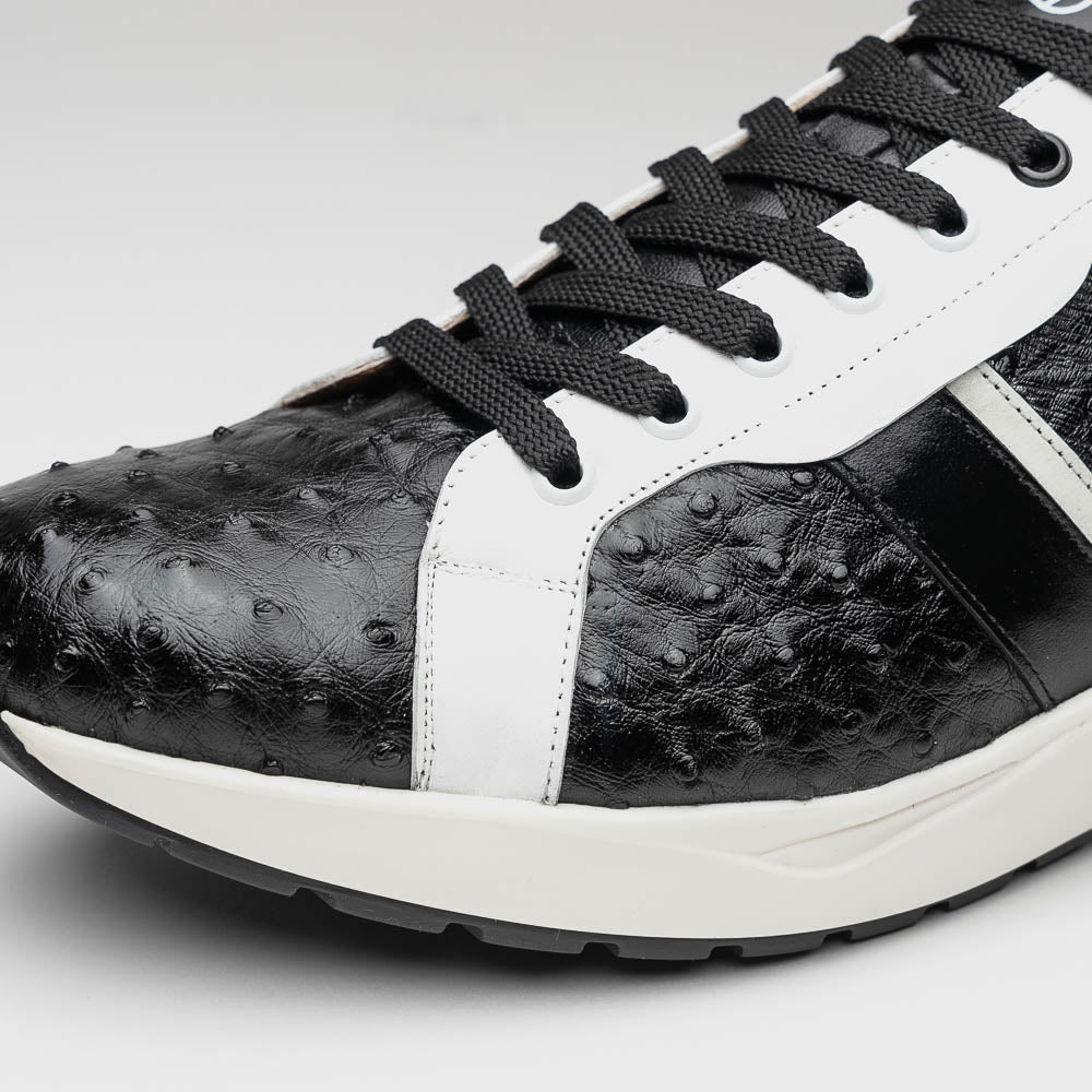 Lyon II men's genuine Ostrich and calfskin sneakers shoes Milano Italy