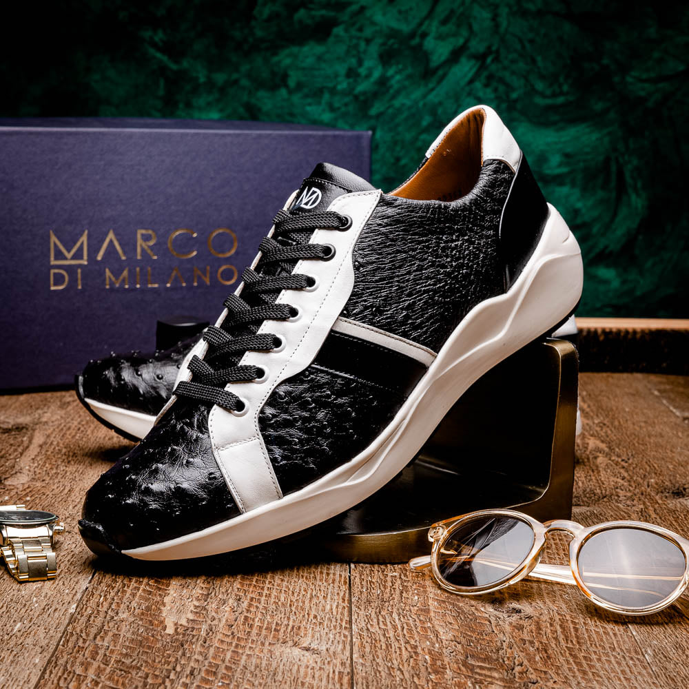 Lyon II men's genuine Ostrich and calfskin sneakers shoes Milano Italy