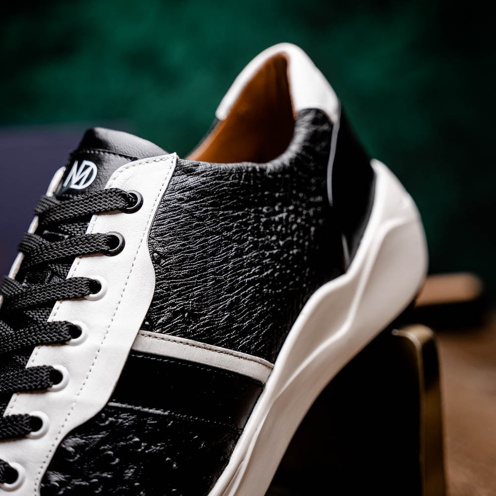 Lyon II men's genuine Ostrich and calfskin sneakers shoes Milano Italy