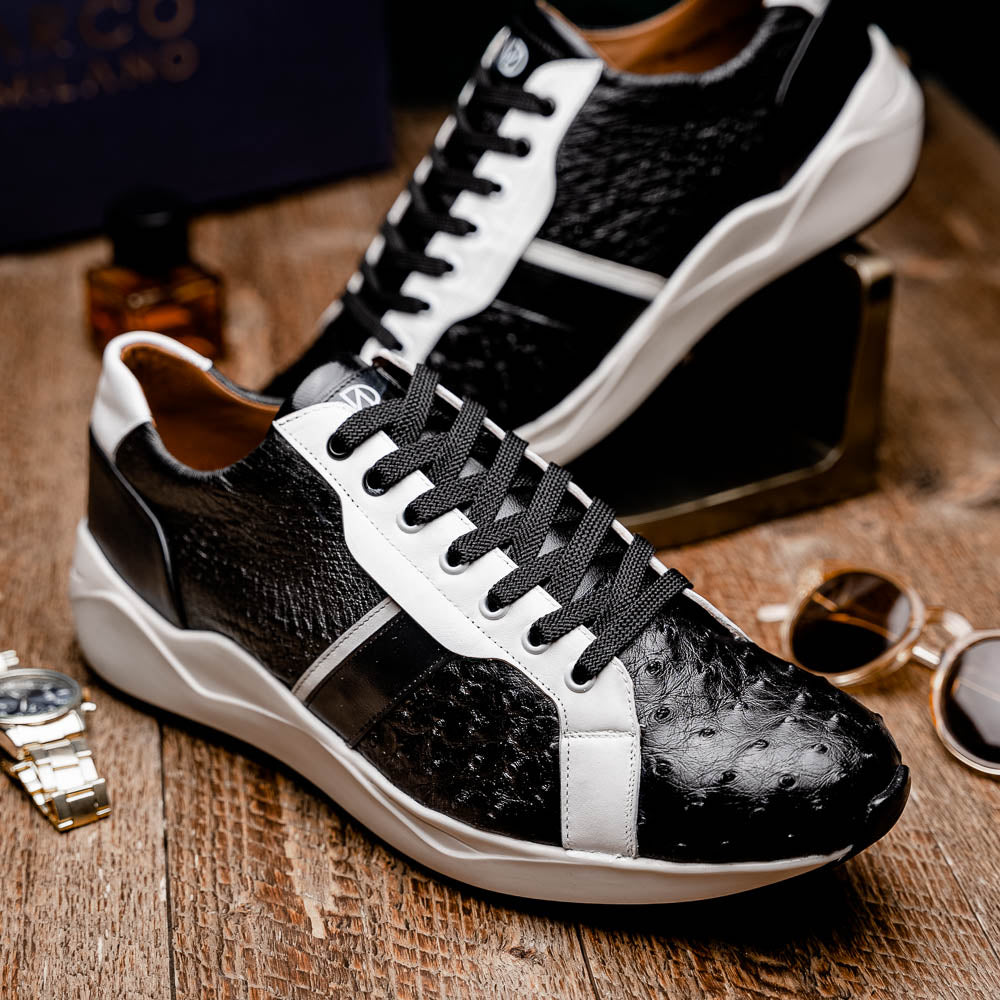 Lyon II men's genuine Ostrich and calfskin sneakers shoes Milano Italy