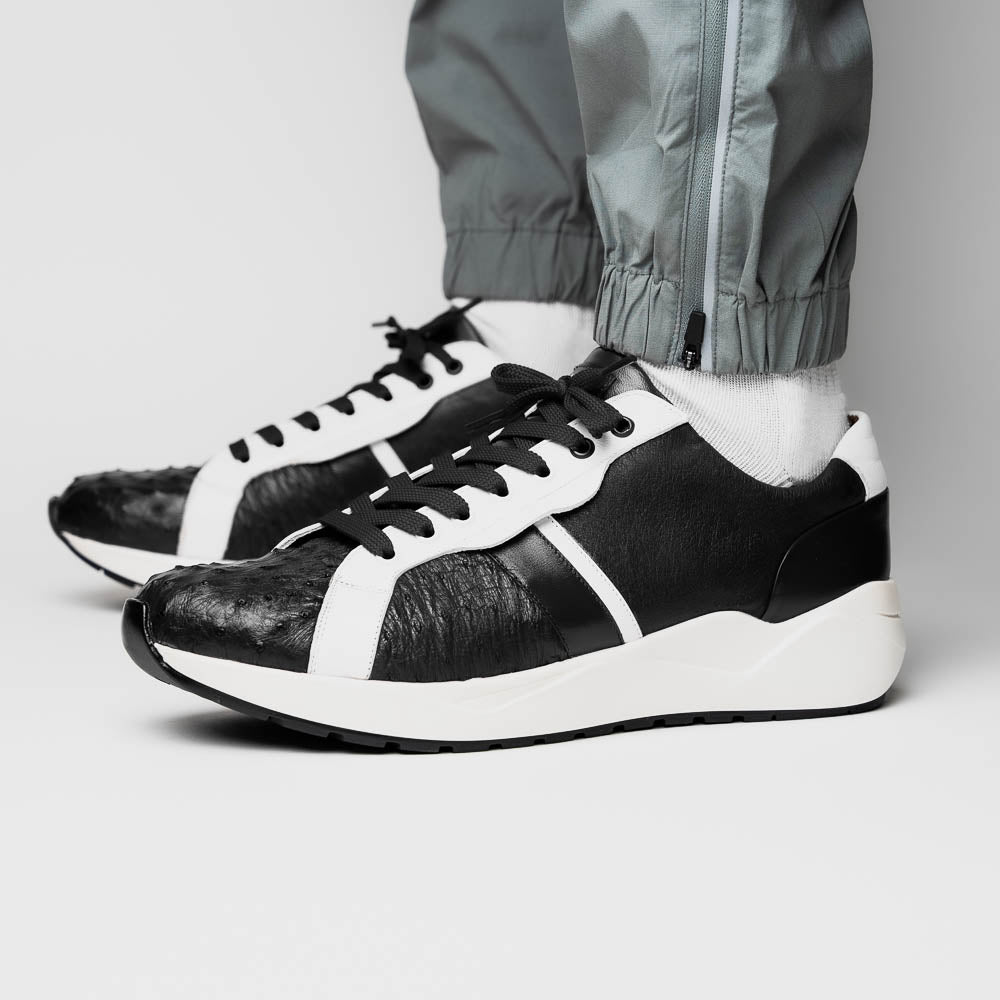 Lyon II men's genuine Ostrich and calfskin sneakers shoes Milano Italy