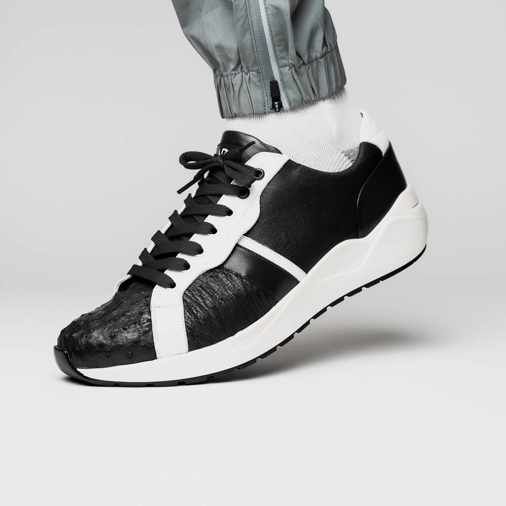 Lyon II men's genuine Ostrich and calfskin sneakers shoes Milano Italy