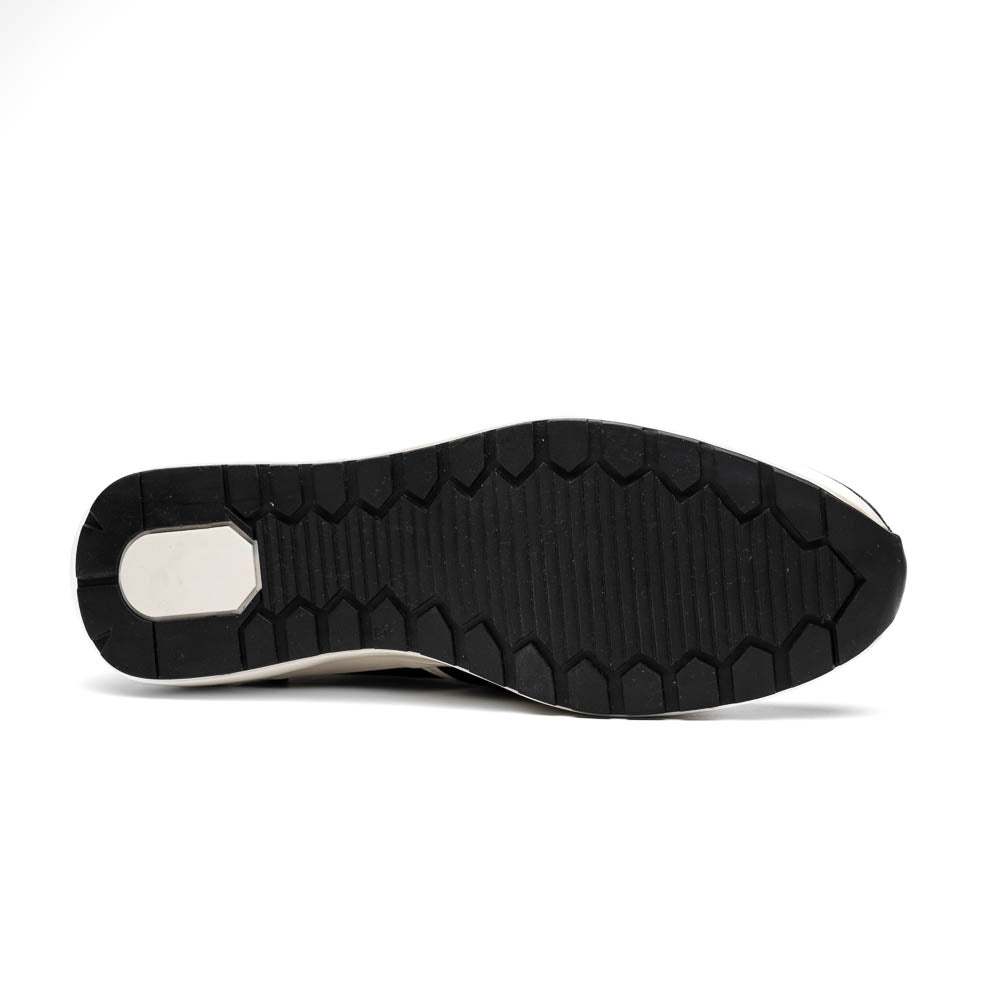 Lyon Black / White men's sneakers ostrich and calfskin leather
