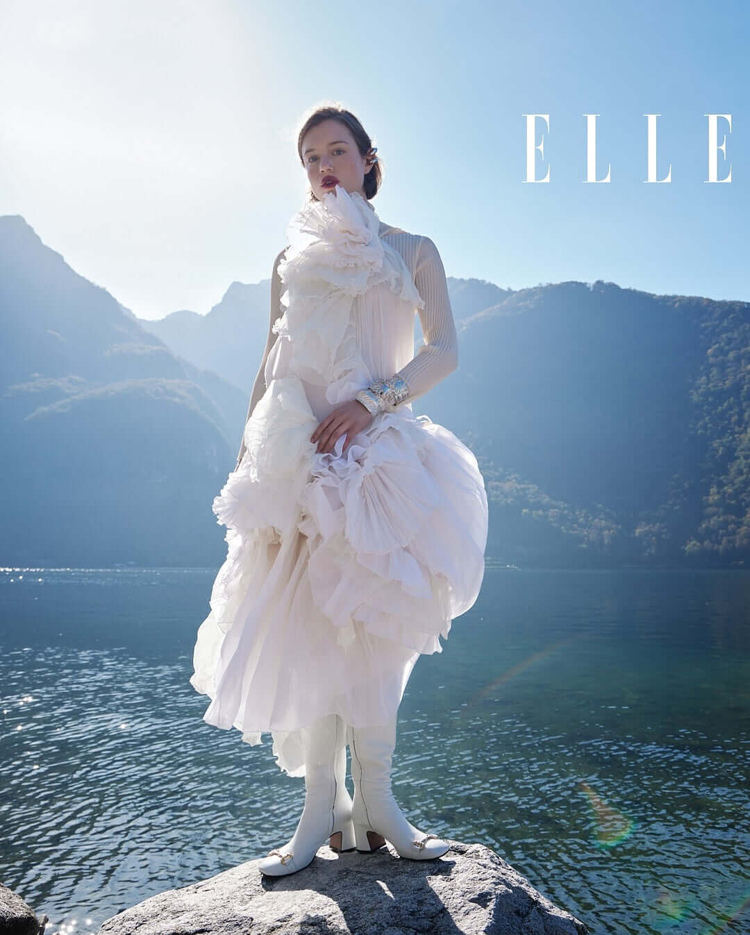 White Tall Lock Boot Madison Maison leather knee boots Madison Maison