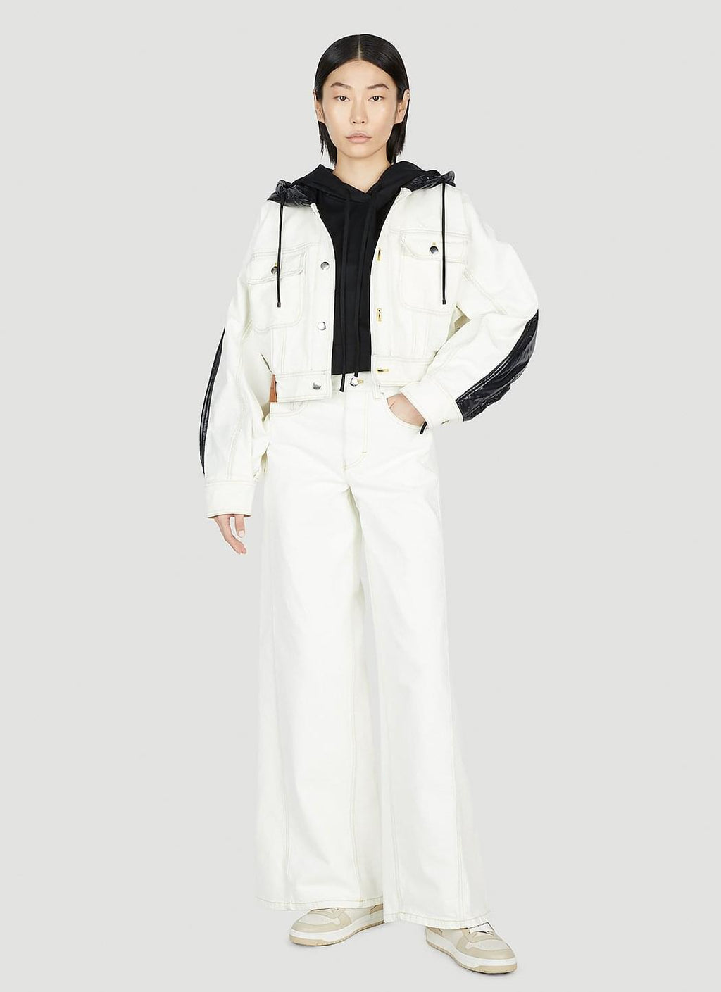 Moncler X Alicia Keys ladies Wide Leg Pants slacks trousers jeans white