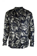 Roberto Cavalli Men's SILK Shirt floral design black white