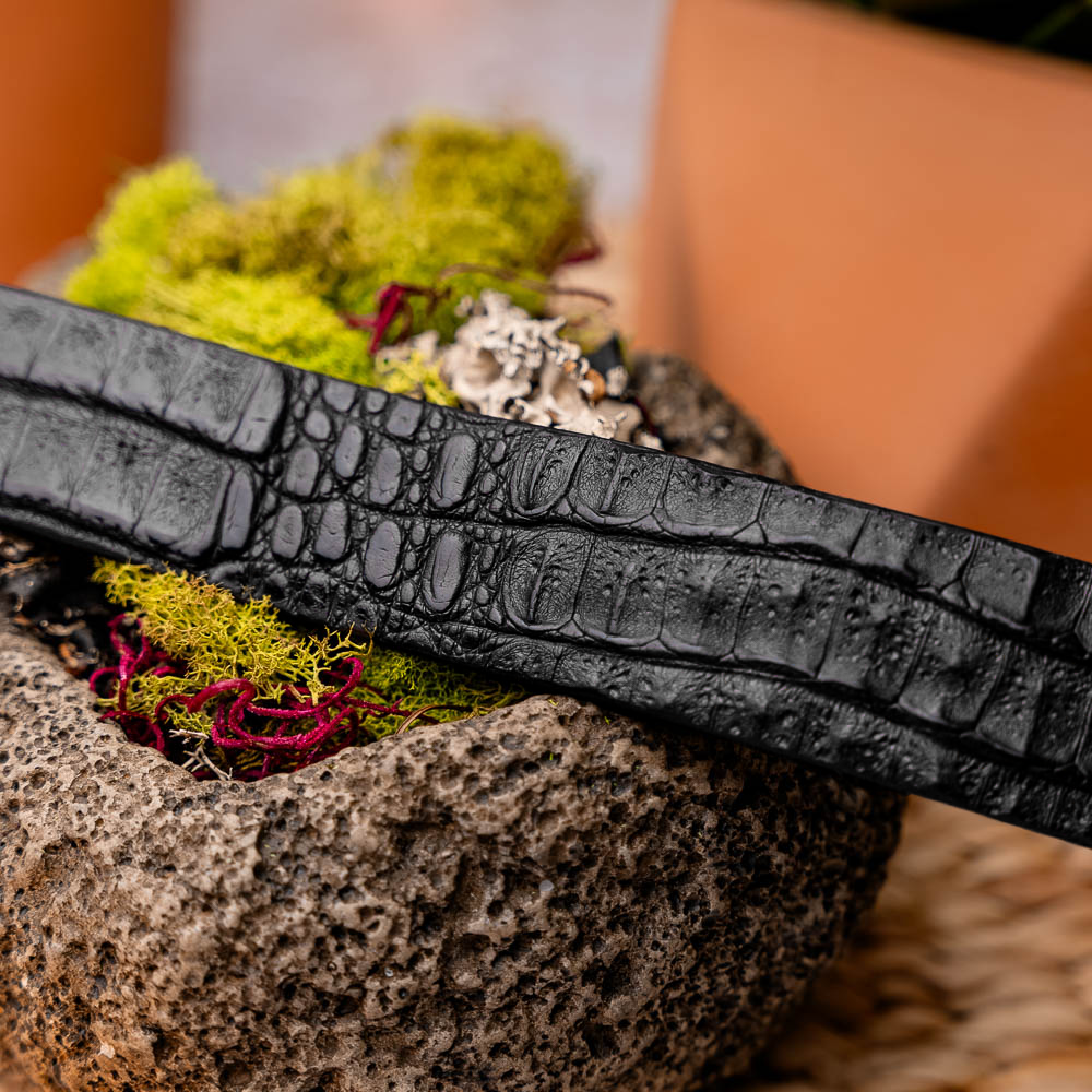 Riccardo Belt Black genuine caiman skin men's black Marco di Milano