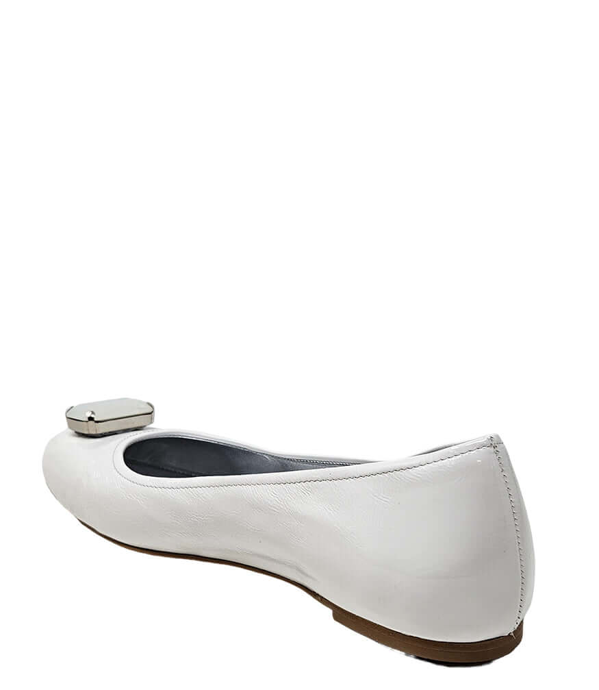 Marion White patent leather Jeweled Ballet flats slippers Madison Maison