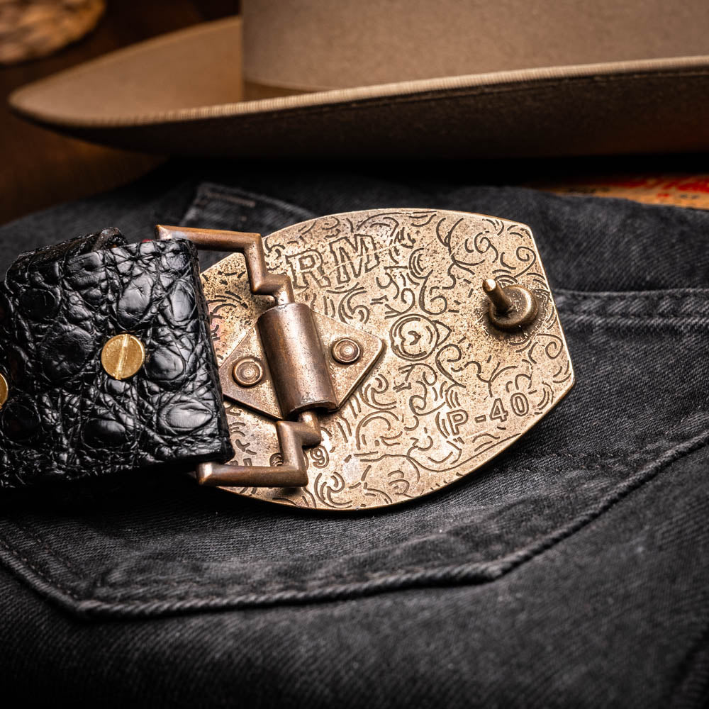 Marco di Milano Marlboro real Caiman Crocodile Hide Belt Black unisex