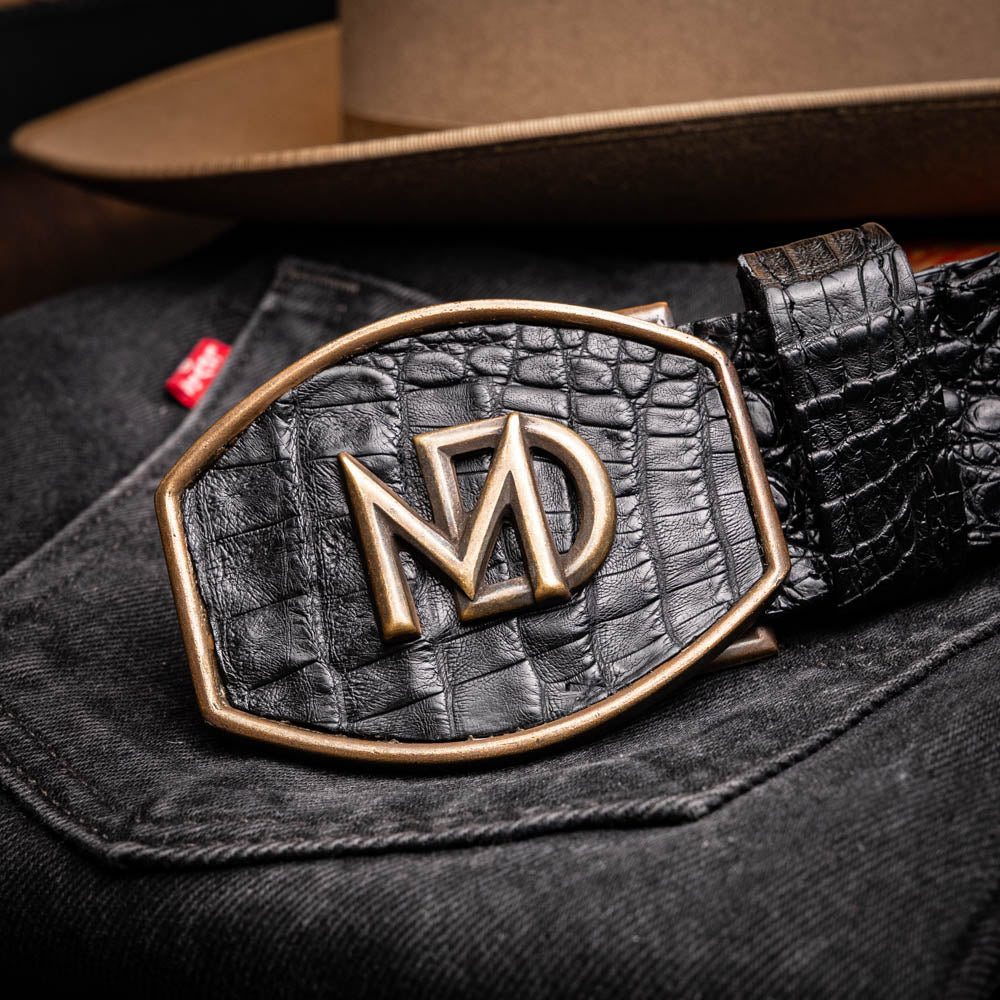 Marco di Milano Marlboro real Caiman Crocodile Hide Belt Black unisex