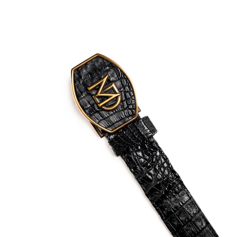 Marco di Milano Marlboro real Caiman Crocodile Hide Belt Black unisex
