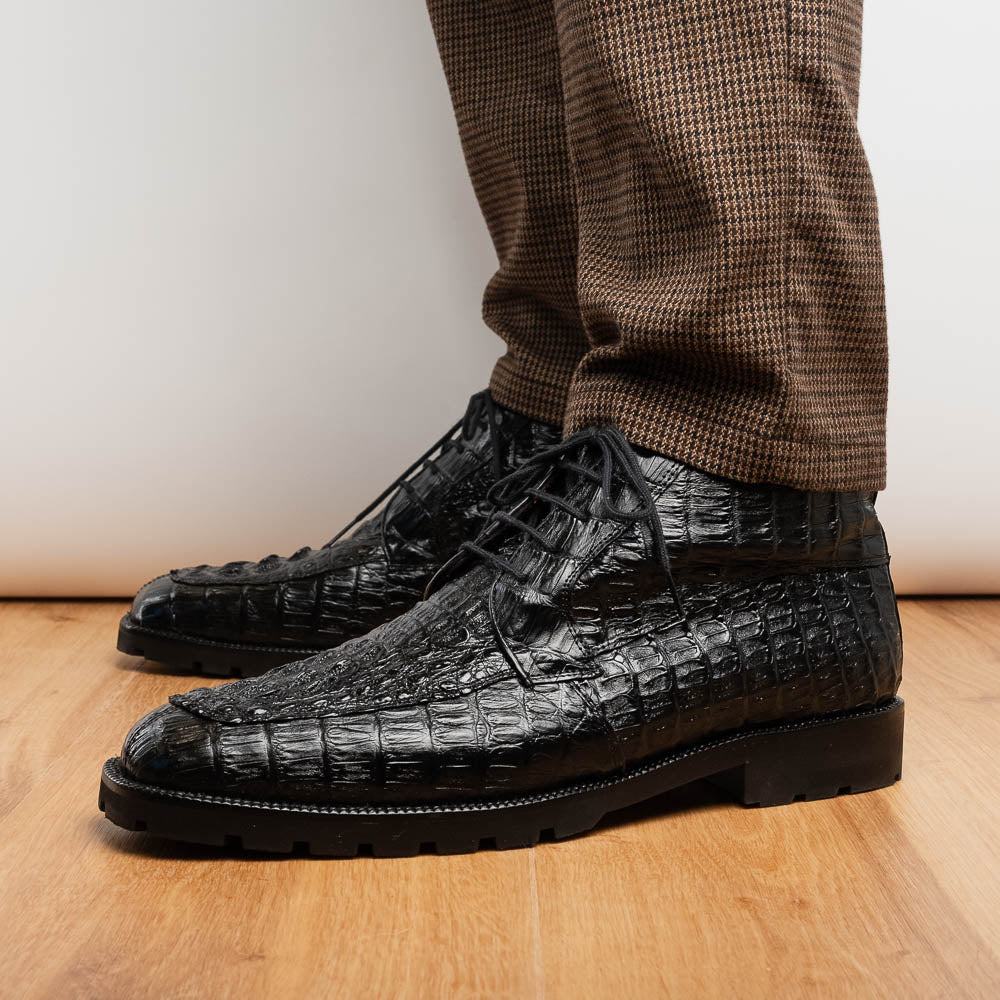Martinelli Black Caiman crocodile mens ankle boots shoes dress casual Milano