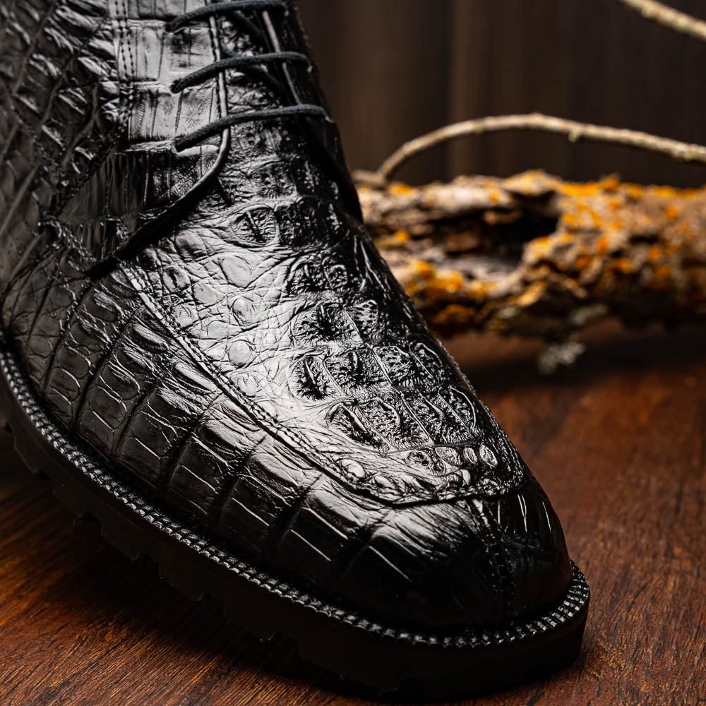 Martinelli Black Caiman crocodile mens ankle boots shoes dress casual Milano