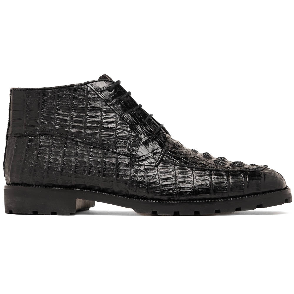 Martinelli Black Caiman crocodile mens ankle boots shoes dress casual Milano