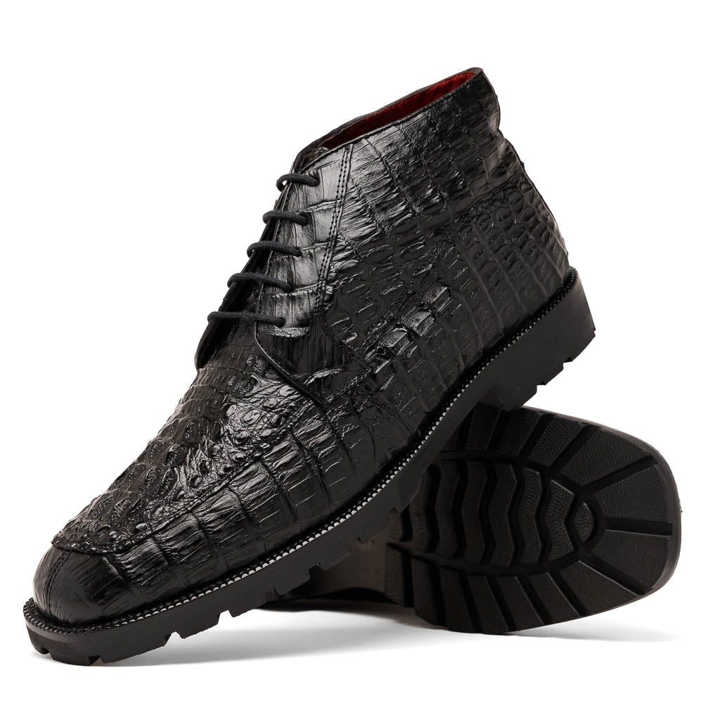 Martinelli Black Caiman crocodile mens ankle boots shoes dress casual Milano