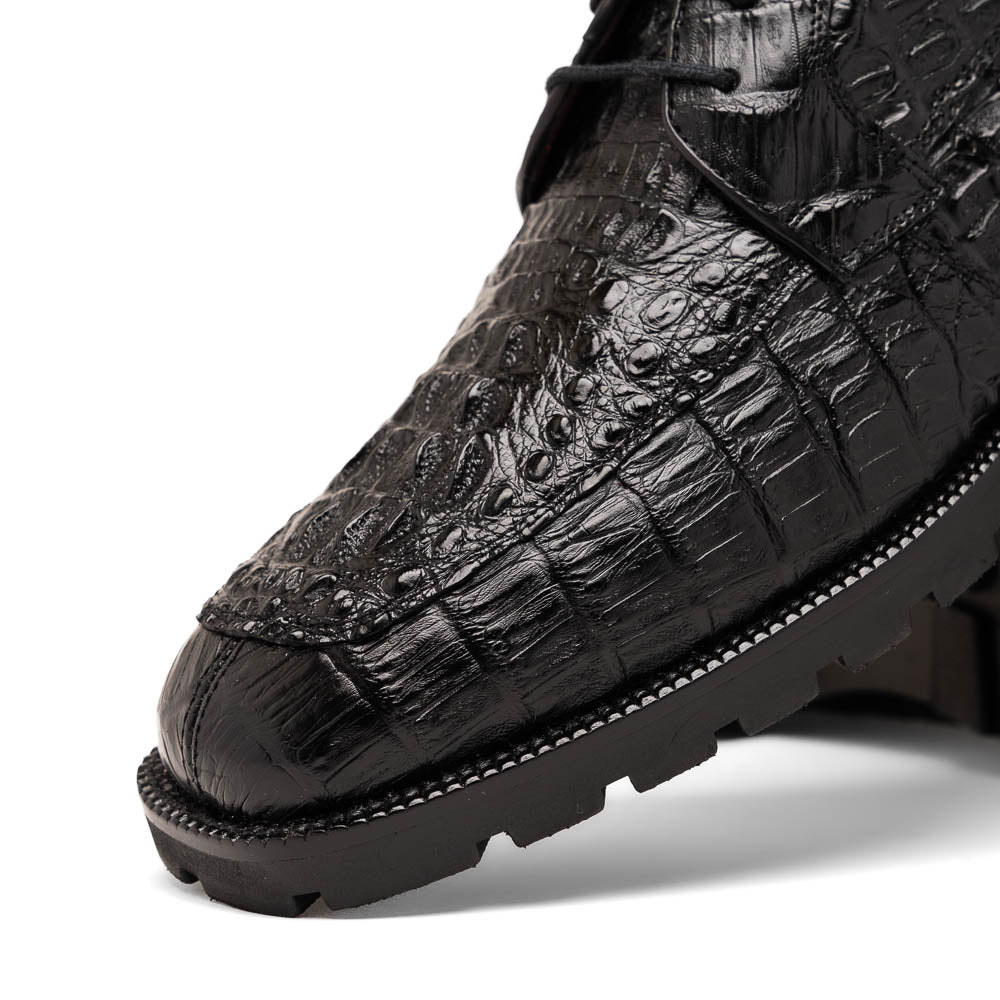 Martinelli Black Caiman crocodile mens ankle boots shoes dress casual Milano