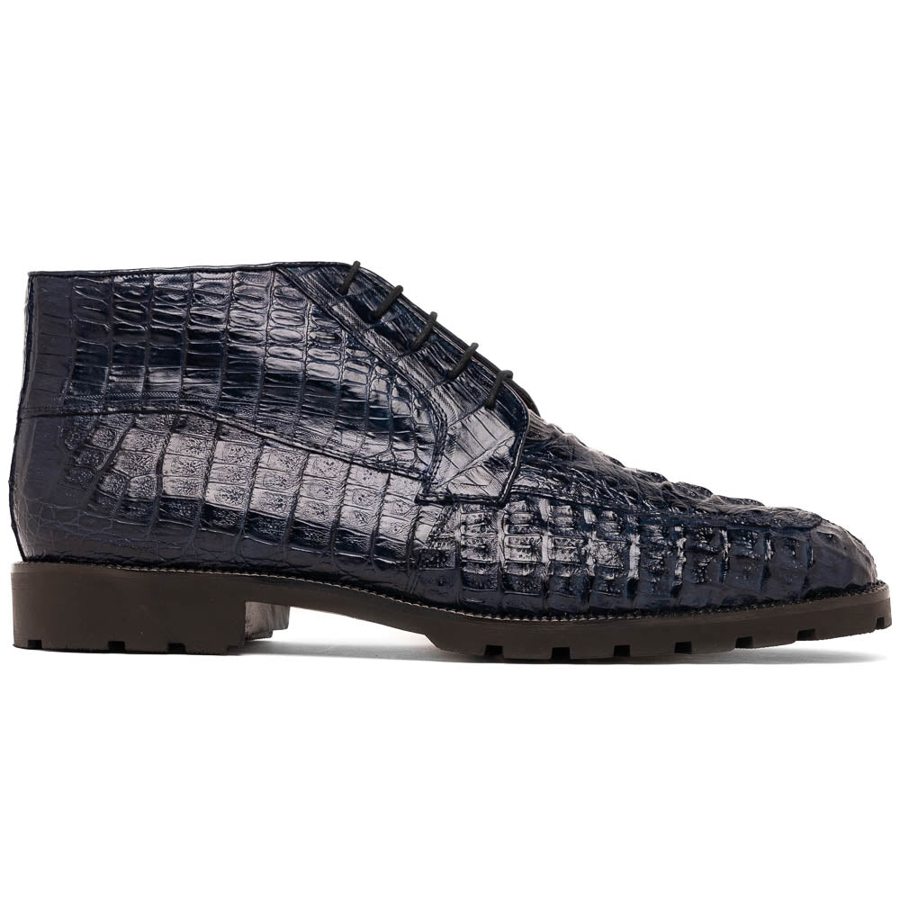 Martinelli men's genuine Caiman Crocodile boots lace-up navy Milano shoes