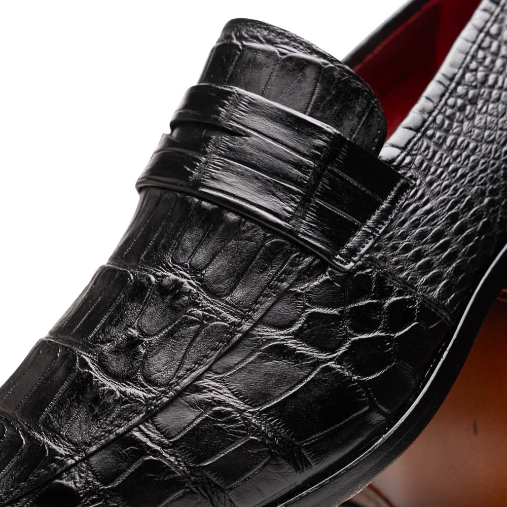 Matteo Black Genuine alligator skin loafers men's dress shoes Milano