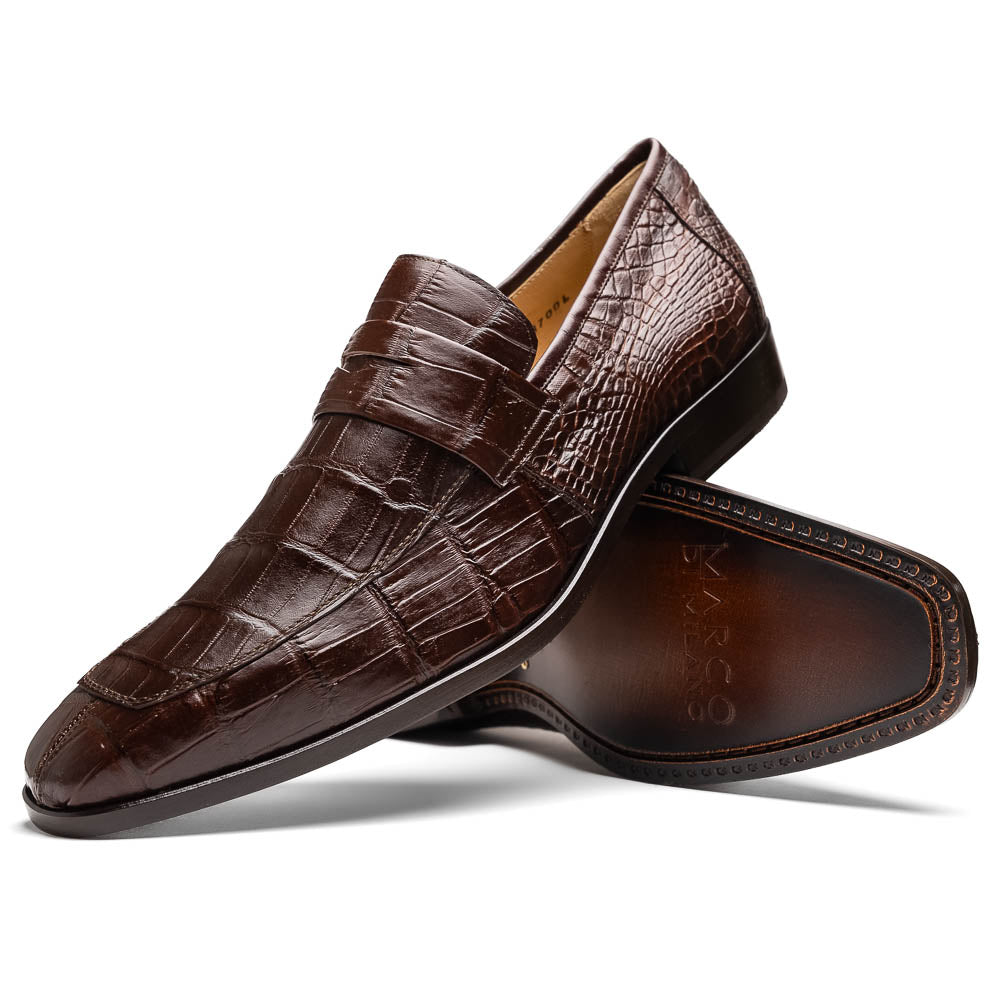 Matteo Brown genuine alligator skin loafers men's shoes Milano