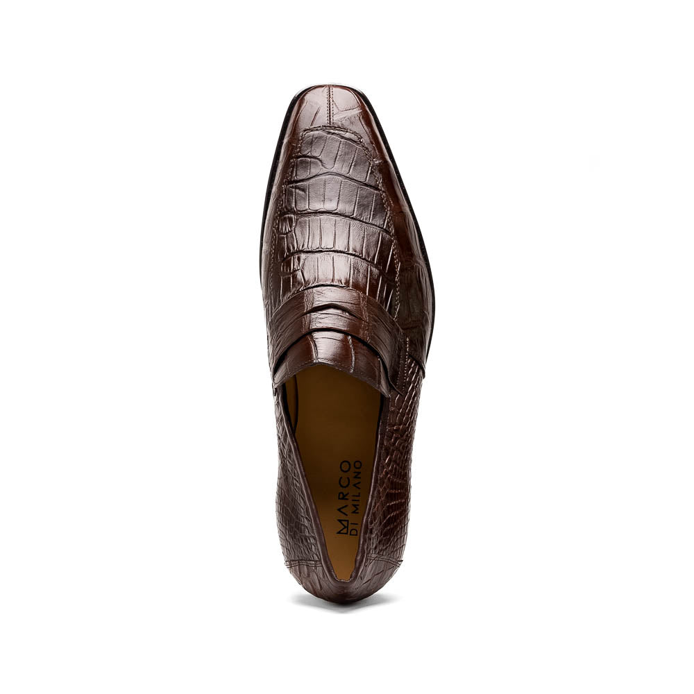 Matteo Brown genuine alligator skin loafers men's shoes Milano