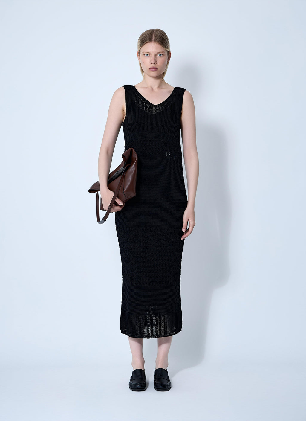Max Mara Ladies Valois Crochet Midi Dress Black