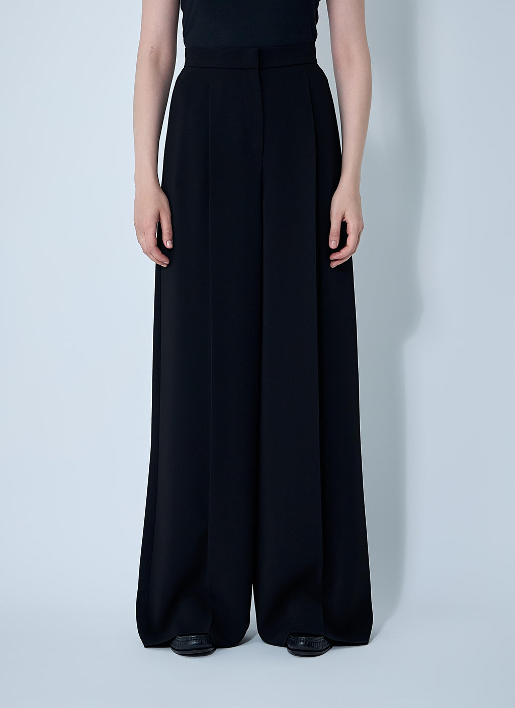 Max Mara Women Laccato Pants palazzo flair slacks trousers black