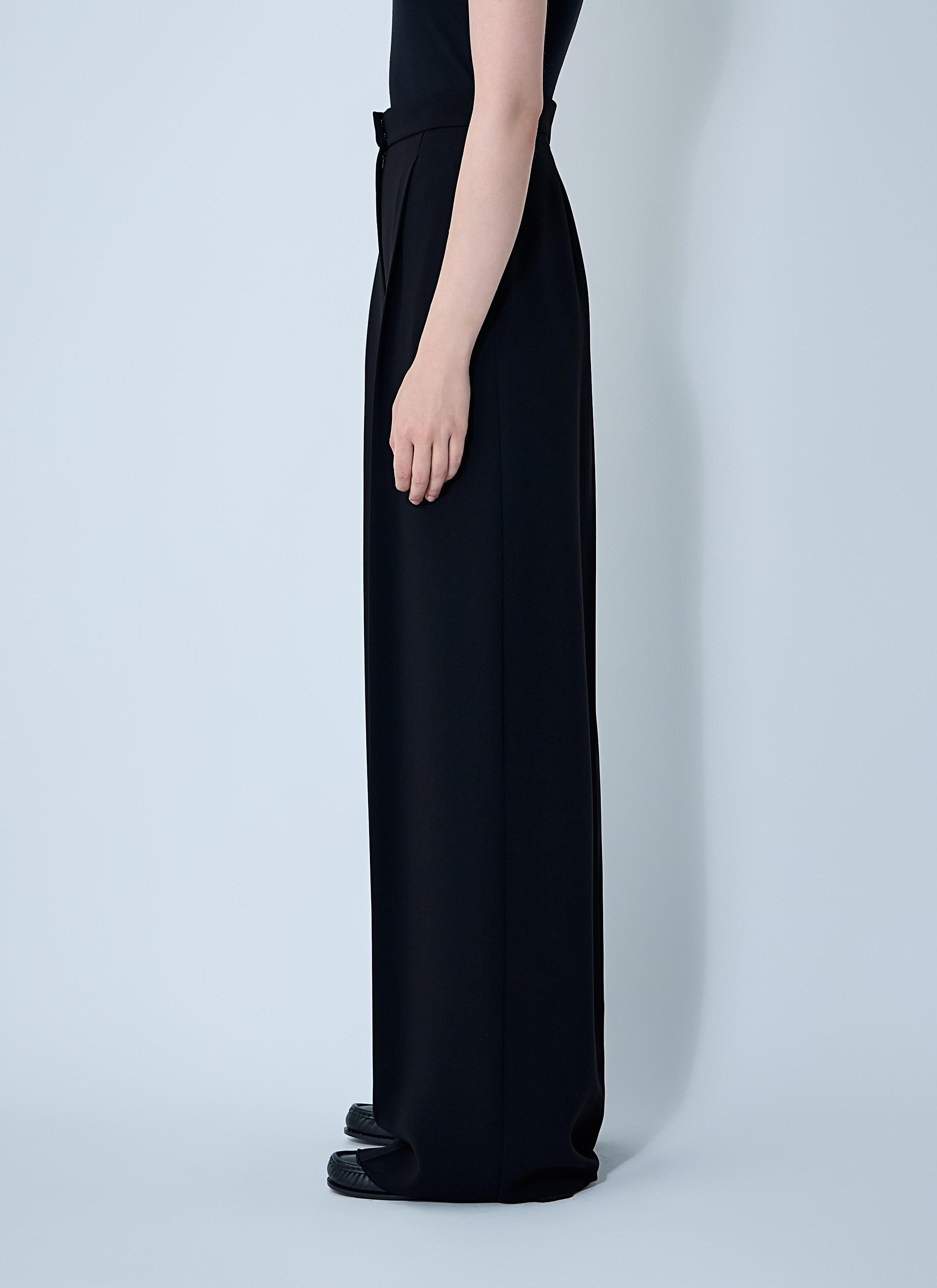 Max Mara Women Laccato Pants palazzo flair slacks trousers black