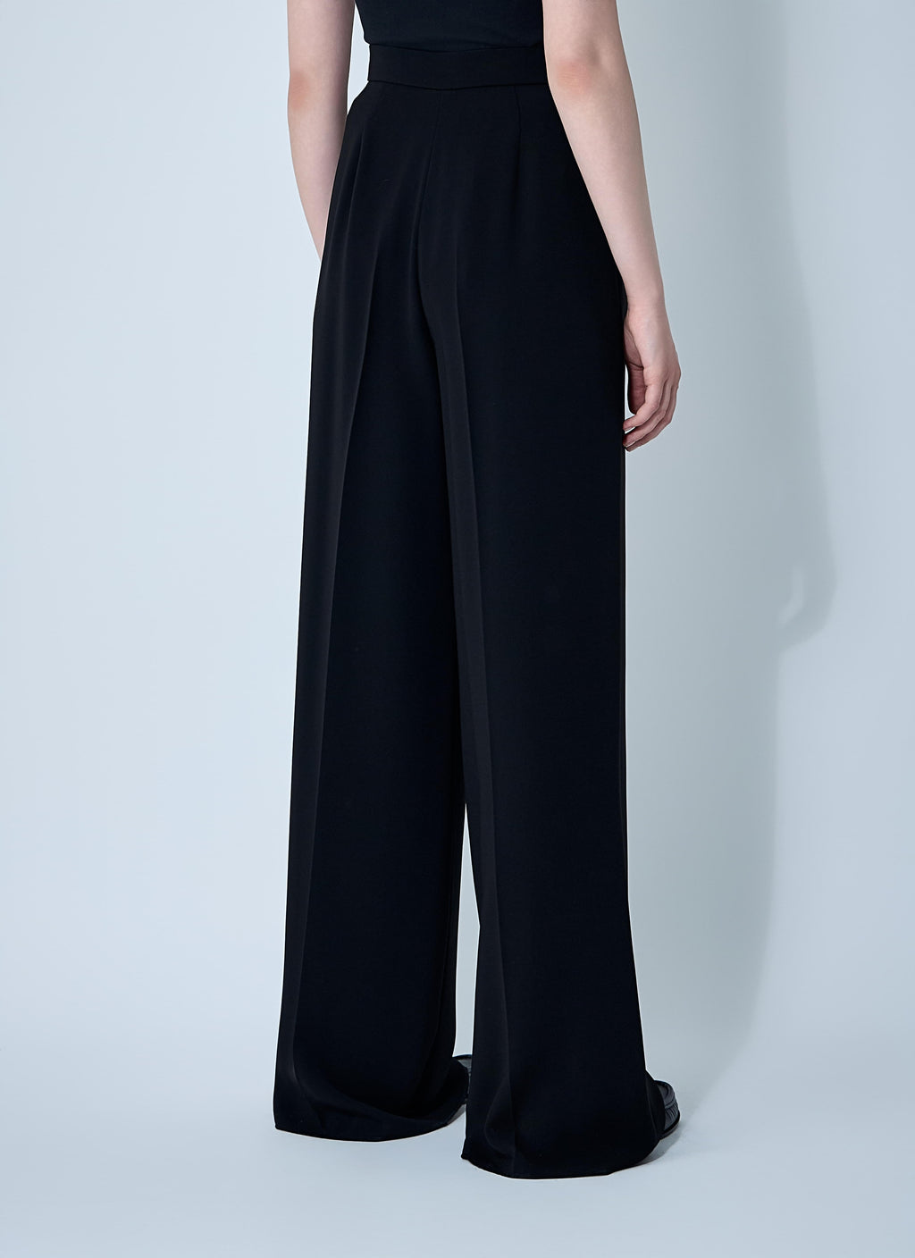 Max Mara Women Laccato Pants palazzo flair slacks trousers black